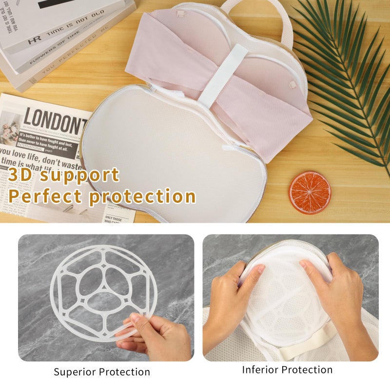 DESONAUT 3Pcs Bra Wash Bags for Laundry Lingerie Brassiere Bag bra washing protector holder for Washing Machine Beige(A to C Cups) - Image 2