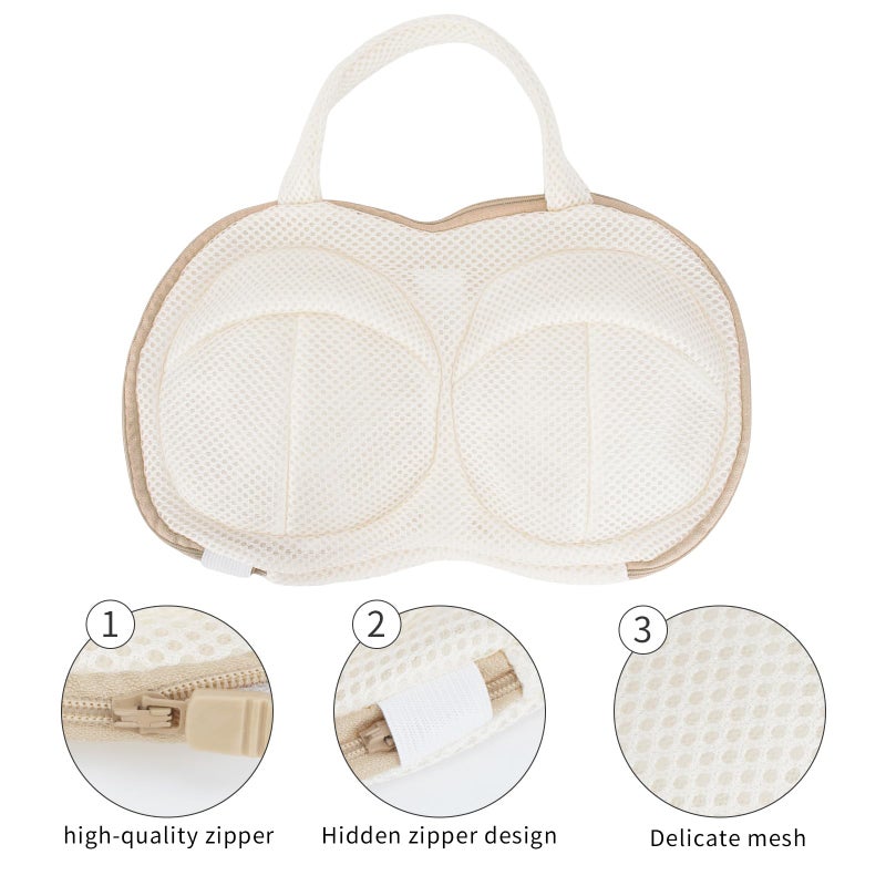 DESONAUT 3Pcs Bra Wash Bags for Laundry Lingerie Brassiere Bag bra washing protector holder for Washing Machine Beige(A to C Cups) - Image 4