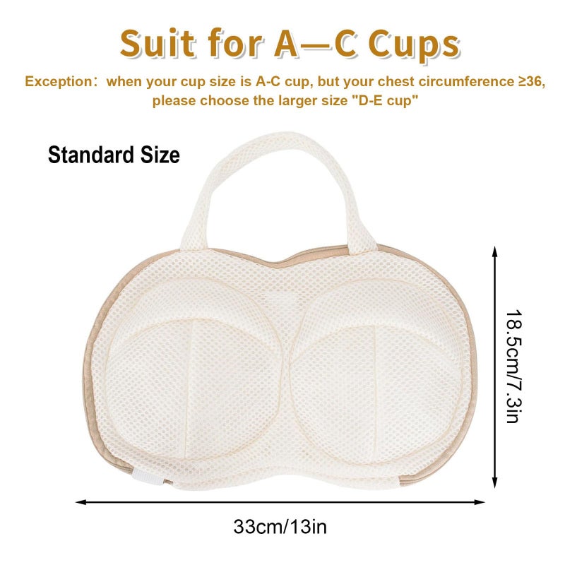 DESONAUT 3Pcs Bra Wash Bags for Laundry Lingerie Brassiere Bag bra washing protector holder for Washing Machine Beige(A to C Cups) - Image 3