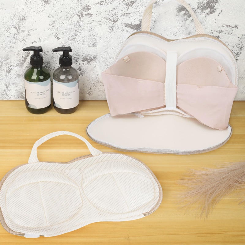 DESONAUT 3Pcs Bra Wash Bags for Laundry Lingerie Brassiere Bag bra washing protector holder for Washing Machine Beige(A to C Cups) - Image 5