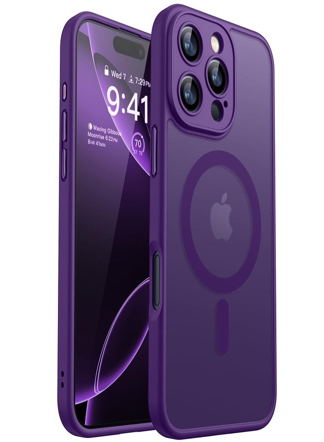 CANSHN Magnetic Compatible with iPhone 16 Pro Case, Upgraded [Full Camera Protection] [Compatible with Magsafe] [Translucent Matte] Shockproof Protective Phone Case Cover 6.3 Inch - Deep Purple - Image 1