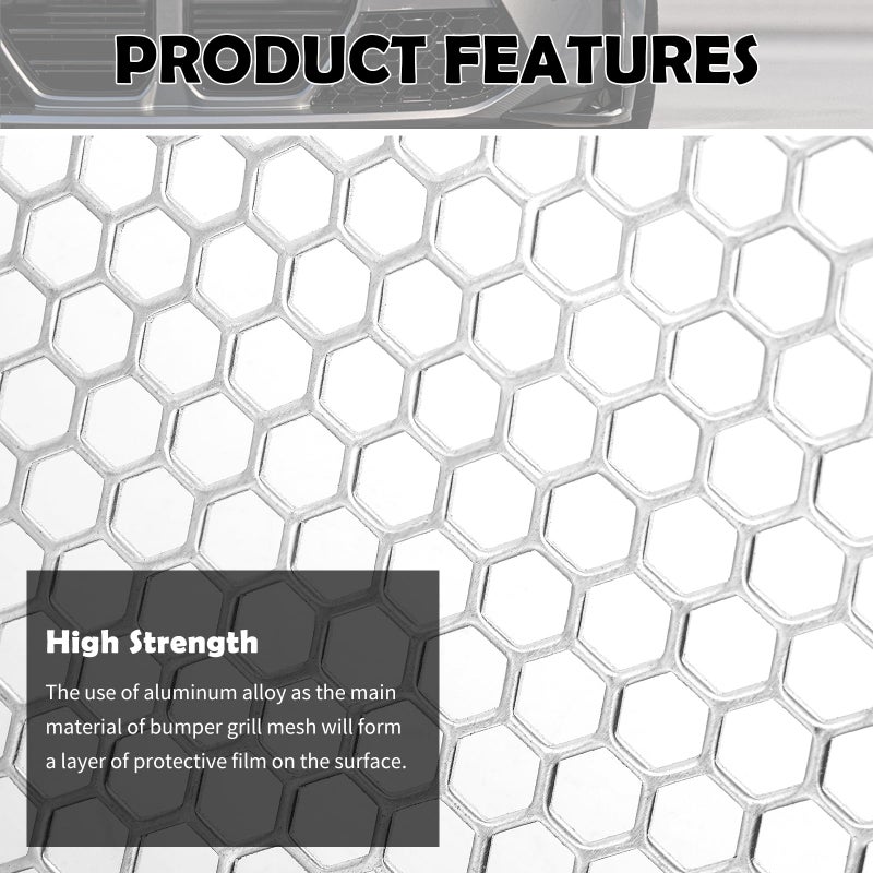 YGDMD 40x13" Car Grill Mesh for Bumper,Cuttable Metal Mesh Grill with 6mm Honeycomb Meshes Eyelets for Blocking Stones/Branch,Aluminum Alloy Car Metal Meshes Screen Grille Inserts (6mm Hexagonal) - Image 4