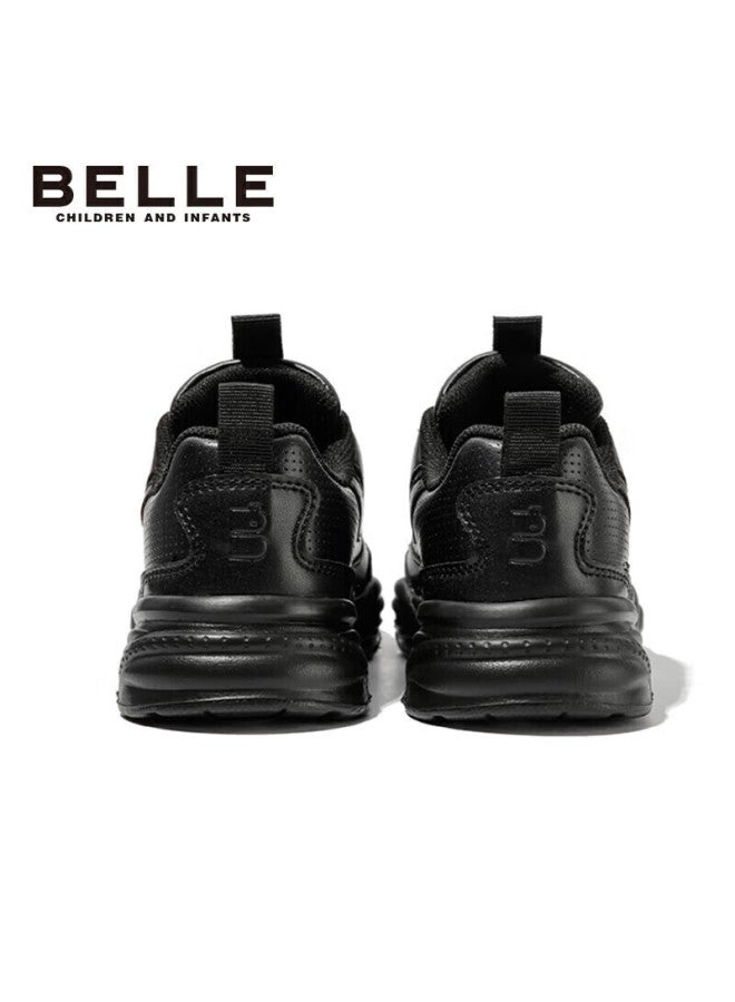 Belle Children's Shoes , Kids' Sneakers, Running Shoes, Spring Dad Shoes, Breathable White Shoes, Black, Size 33 - Image 5