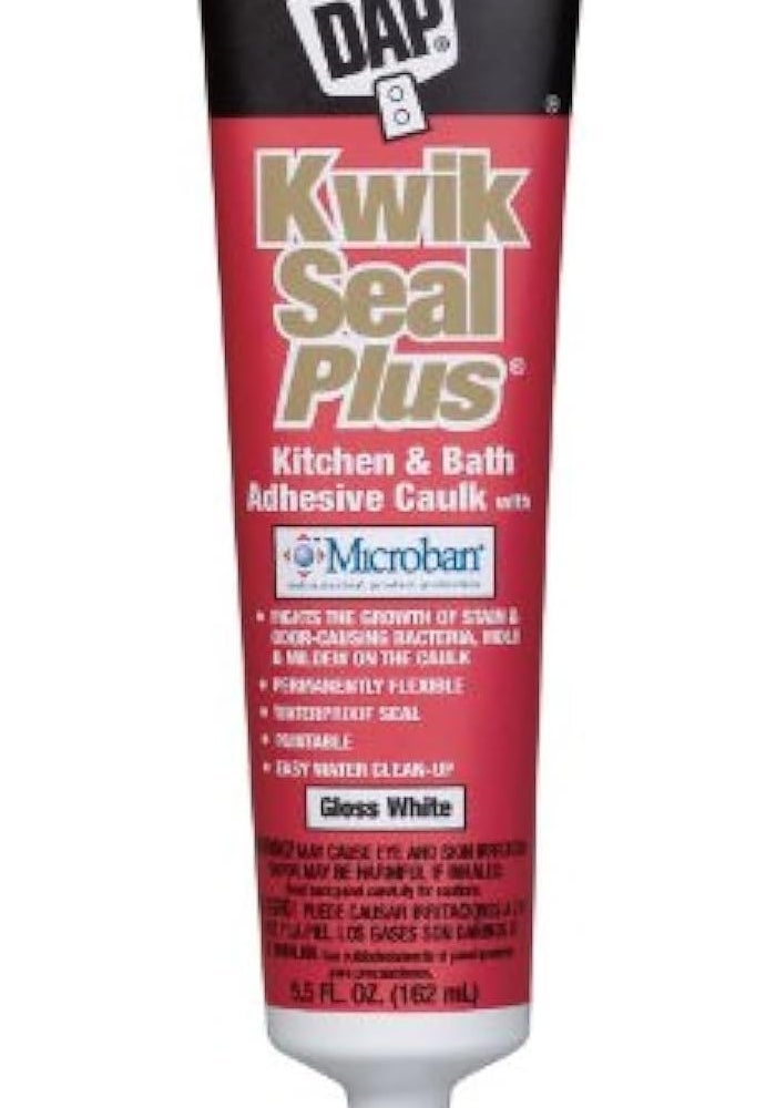 DAP Kwik Seal Plus Kitchen & Bath Adhesive Caulk - 5.5 oz, White with Microban - Image 1