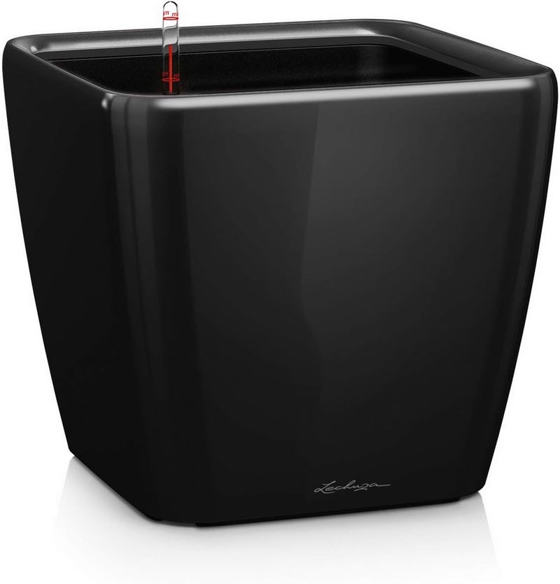 Lechuza Self Watering Plant Pot QUADRO LS 50 Garden Flower Indoor Outdoor Floor Plastic Planter with Drainage Hole H47 L50 W50 cm Black High-Gloss - Image 1