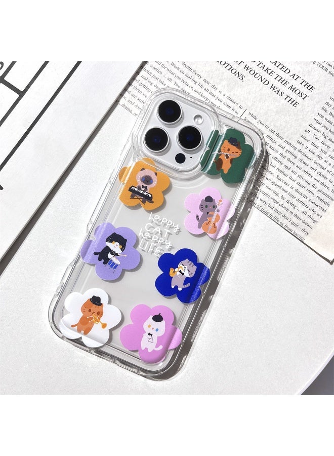 NIBEMINENT Cute Music Cat Protective TPU Case Cover For iPhone 14 Clear - Image 2