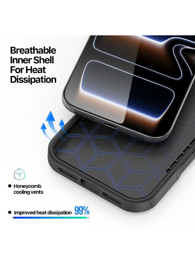 دوكس دوتشيز جراب مغناطيسي لهاتف ايفون 17 برو ماكس من سلسلة شليد للحماية من السقوط حتى ارتفاع 10 أقدام مصنوع من مادة البولي يوريثين الحراري + غطاء هاتف من مادة تيبي يو  - Triangle Pattern - Image 3