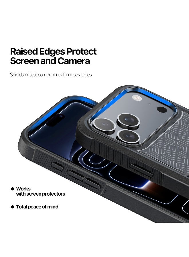 دوكس دوتشيز جراب مغناطيسي لهاتف ايفون 17 برو ماكس من سلسلة شليد للحماية من السقوط حتى ارتفاع 10 أقدام مصنوع من مادة البولي يوريثين الحراري + غطاء هاتف من مادة تيبي يو  - Triangle Pattern - Image 4