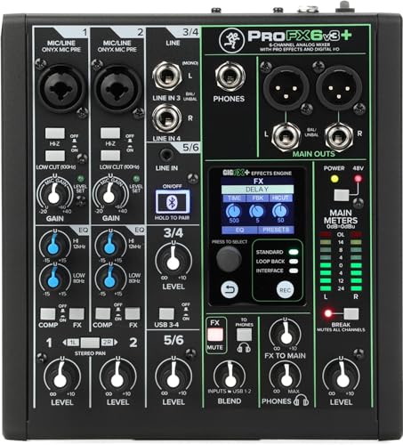 Mackie ProFX6v3+ 6-Channel Professional Analog Mixer with USB, Onyx Mic Preamps, GigFX Effects Engine, and Bluetooth - Image 4