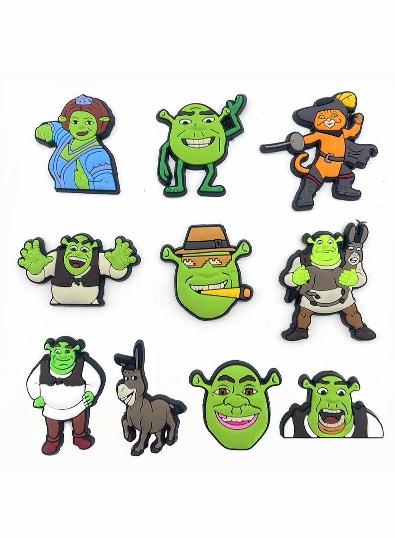 Excefore Crocs Charms Jibbitz, Cute Croc Charms, Distinctive Cool Croc Accessories, Plastic Nurse Shoes Decorations for Adults Women Men Gifts Party Favor Birthday, 10 PCS Green - Image 1