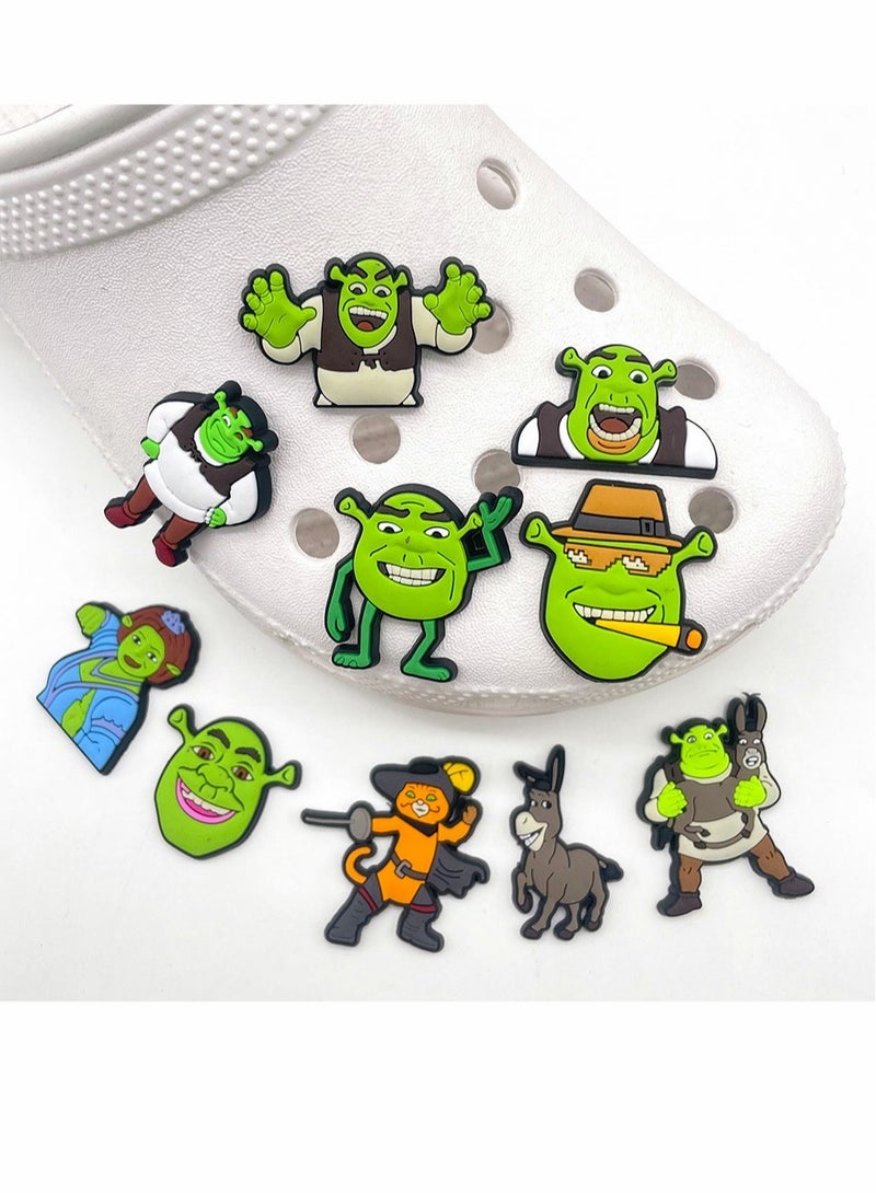 Excefore Crocs Charms Jibbitz, Cute Croc Charms, Distinctive Cool Croc Accessories, Plastic Nurse Shoes Decorations for Adults Women Men Gifts Party Favor Birthday, 10 PCS Green - Image 4