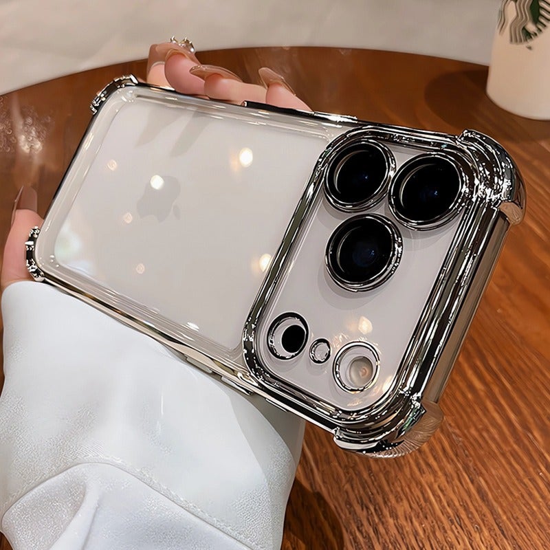 غطاء واقي بAcrylic لـ iPhone 15 / 15 Plus / 15 Pro / 15 Pro Max مع حماية من السقوط وتغطية كاملة مع مقاوم للصدمات مع قبضة مضادة للانزلاق مع مقاوم للخدش باللون Silver مضاد للانزلاق. - Image 1