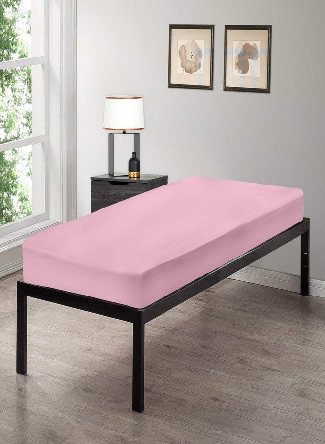 Gilbins Cot Size 30" x 75" Fitted Sheet, Made of Ultra Soft Cotton, Perfect for Camp Bunk Beds/RVs/Guest Beds Pink - Image 1