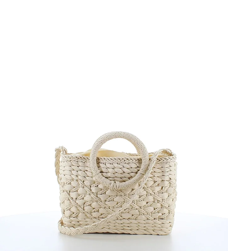 Marina Galanti Women's Bonnanaro Woven Straw-Effect Shoulder Bag - Off White