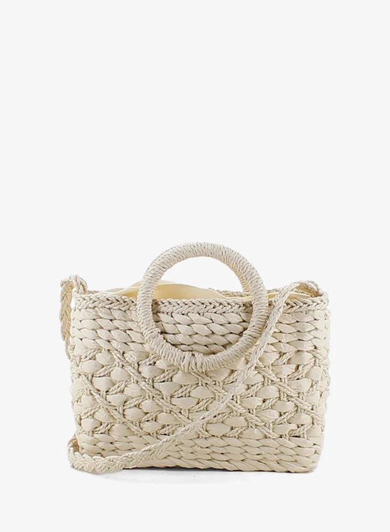 Marina Galanti Women's Bonnanaro Woven Straw-Effect Shoulder Bag - Off White