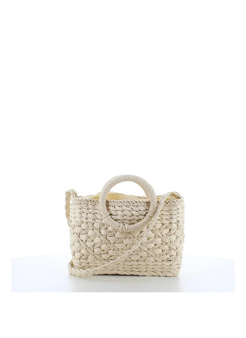 مارينا جالانتي Marina Galanti Women's Bonnanaro Woven Straw-Effect Shoulder Bag - Off White