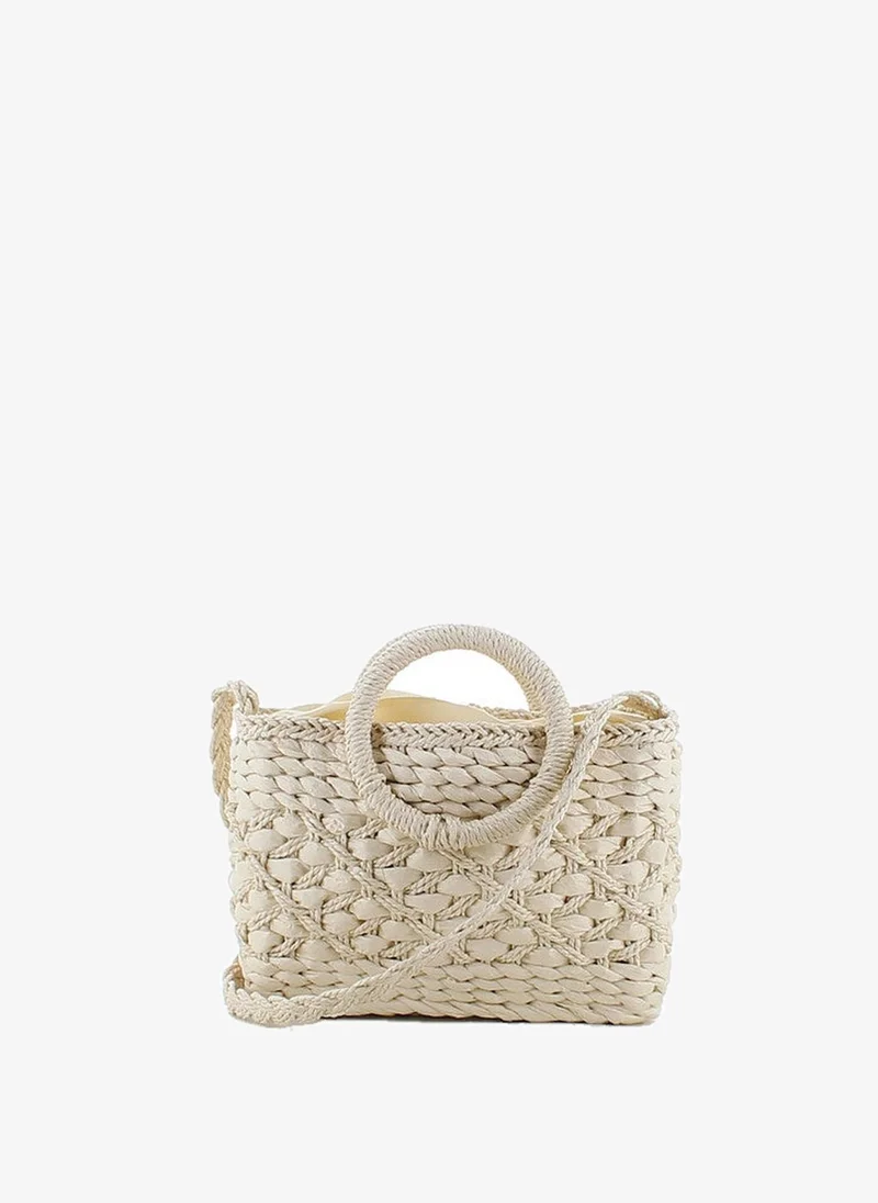 Marina Galanti Marina Galanti Women's Bonnanaro Woven Straw-Effect Shoulder Bag - Off White
