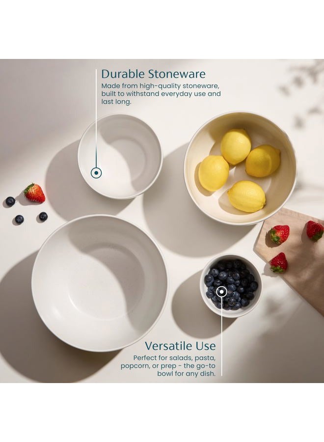 Kook Mixing Bowls, Ceramic Nesting Bowls, Stoneware Kitchen Bowls, For Prep, Serving, Dishwasher Safe, 18/40/90/140 oz, Set of 4, Moonstone - Image 5