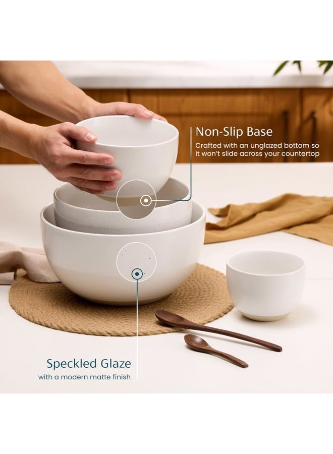 Kook Mixing Bowls, Ceramic Nesting Bowls, Stoneware Kitchen Bowls, For Prep, Serving, Dishwasher Safe, 18/40/90/140 oz, Set of 4, Moonstone - Image 4