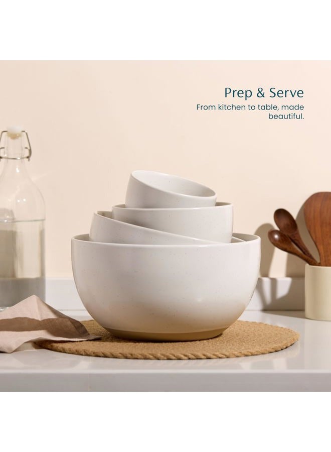 Kook Mixing Bowls, Ceramic Nesting Bowls, Stoneware Kitchen Bowls, For Prep, Serving, Dishwasher Safe, 18/40/90/140 oz, Set of 4, Moonstone - Image 2