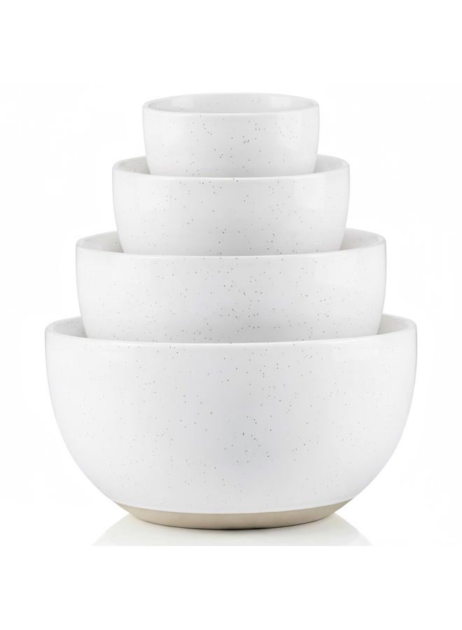 Kook Mixing Bowls, Ceramic Nesting Bowls, Stoneware Kitchen Bowls, For Prep, Serving, Dishwasher Safe, 18/40/90/140 oz, Set of 4, Moonstone - Image 1