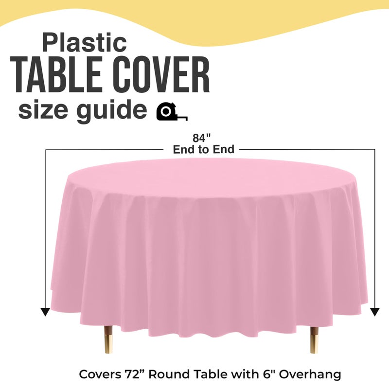 Exquisite 66% Thicker Premium Pink Round Tablecloth 0.5 Mil 12 Pack Plastic Table Cloth Disposable 84 Inch Round Plastic Tablecloth Won't Tear Easily Like Cheap Thin Brands - Image 2