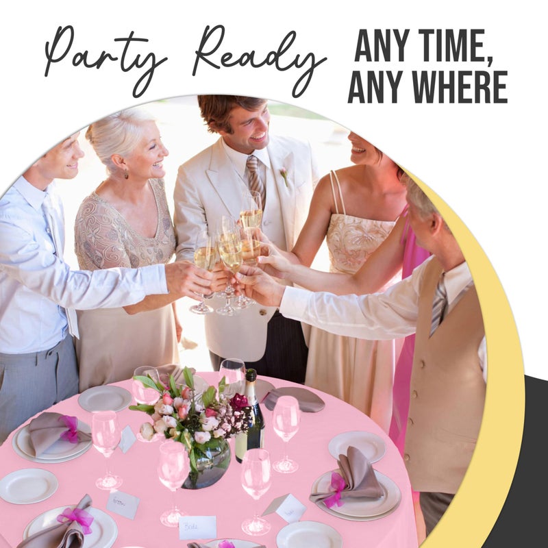 Exquisite 66% Thicker Premium Pink Round Tablecloth 0.5 Mil 12 Pack Plastic Table Cloth Disposable 84 Inch Round Plastic Tablecloth Won't Tear Easily Like Cheap Thin Brands - Image 5