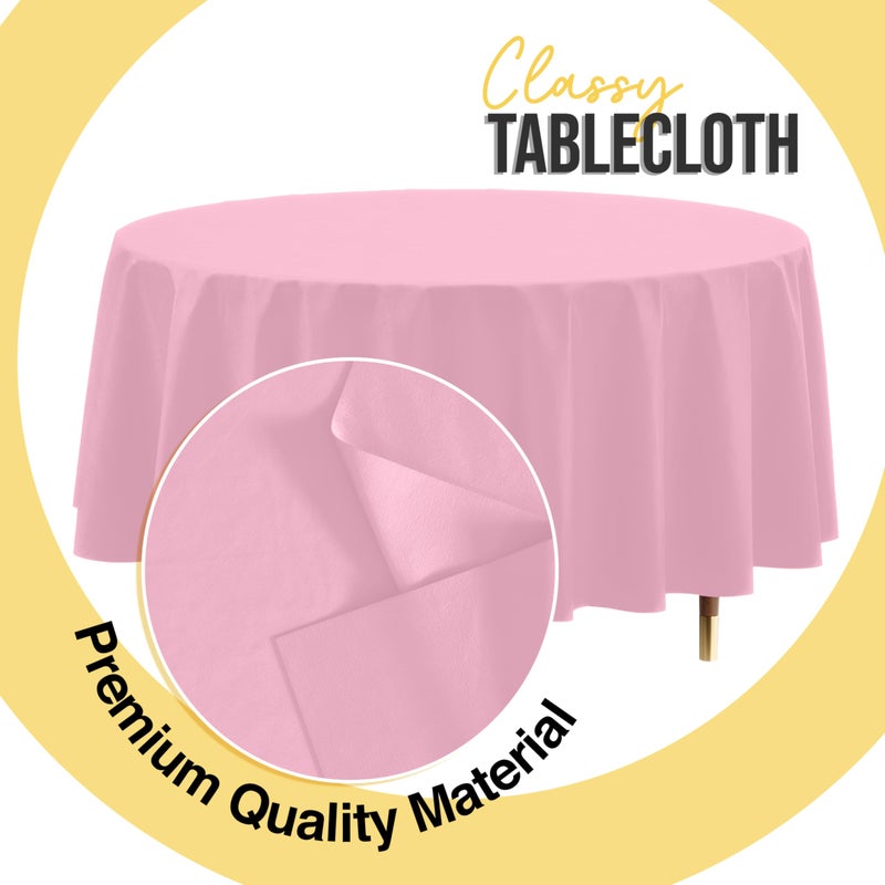 Exquisite 66% Thicker Premium Pink Round Tablecloth 0.5 Mil 12 Pack Plastic Table Cloth Disposable 84 Inch Round Plastic Tablecloth Won't Tear Easily Like Cheap Thin Brands - Image 4