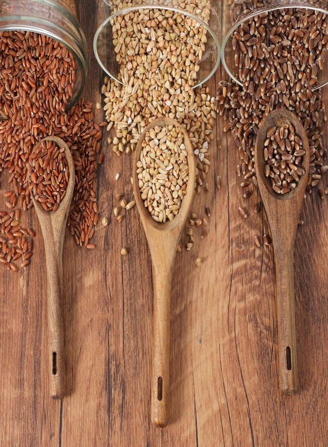 مجموعة ملاعق قياس ومغارف مكونة من 6 قطع، مغارف قياس بتصميم كلاسيكي تتضمن 1/8 ملعقة صغيرة، 1/4 ملعقة صغيرة، 1/2 ملعقة صغيرة، ملعقة صغيرة، 1/2 ملعقة كبيرة، وملعقة كبيرة، ملاعق قياس خشبية للمكونات الجافة ومسحوق القهوة - Image 3