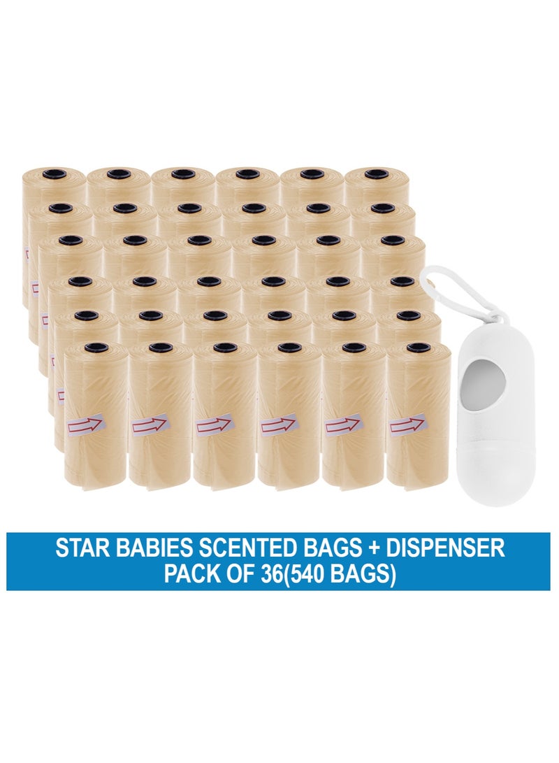 STAR BABiES Star Babies Disposable Scented BAG Pack of 36 (540 bags) & Dispenser - Ivory  - Image 2