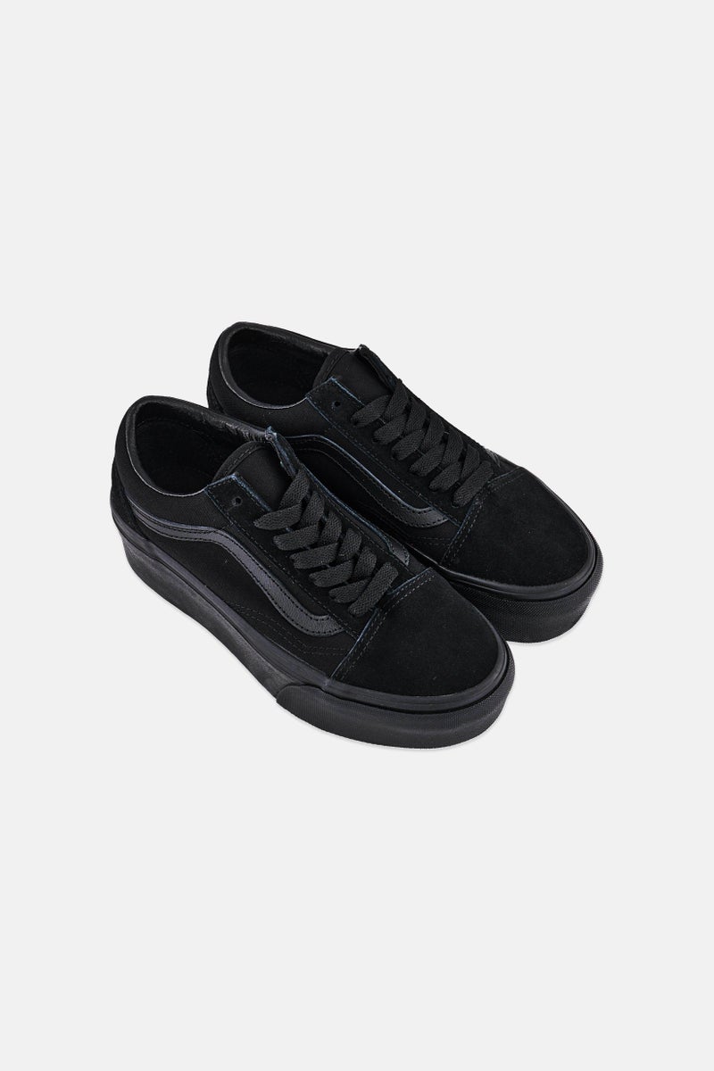 VANS Women Old Skool Lace Up Skateboarding Shoes, Black - Image 4