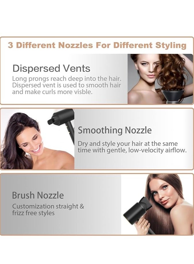 Travel Hair Dryer with Diffuser  Concentrator, Powerful Ion Hair Dryer Fast Drying Low Noise Hair Dryer for Curly Hair, 2 Speed Women Men Home Salon Professional Hairstyle Gifts - Image 5