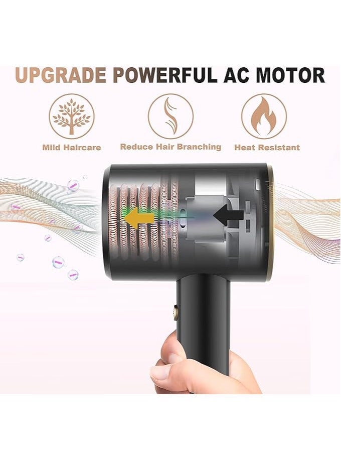 Travel Hair Dryer with Diffuser  Concentrator, Powerful Ion Hair Dryer Fast Drying Low Noise Hair Dryer for Curly Hair, 2 Speed Women Men Home Salon Professional Hairstyle Gifts - Image 3