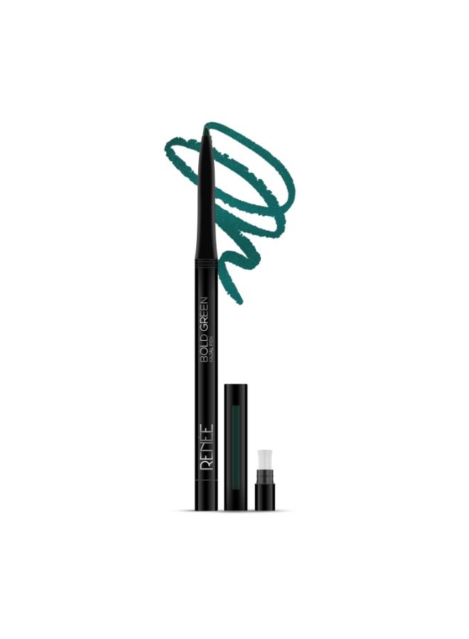 RENEE Kajal Pen with Sharpener - Bold Green 0.35gm 24 Hrs Stay Long Lasting Kohl Pencil, Matte Finish, Rich Color Payoff, Smudge & Water Proof with One Swipe Application Formula - Image 2