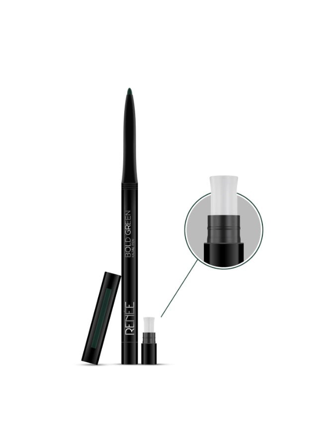 RENEE Kajal Pen with Sharpener - Bold Green 0.35gm 24 Hrs Stay Long Lasting Kohl Pencil, Matte Finish, Rich Color Payoff, Smudge & Water Proof with One Swipe Application Formula - Image 4