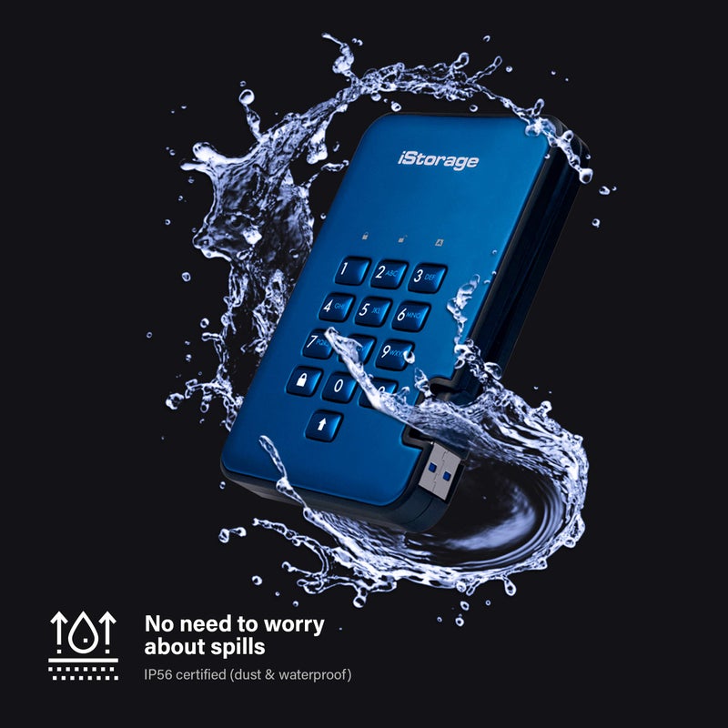 iStorage diskAshur2 HDD 4TB Blue | Secure portable hard drive | Password protected | Dust & water resistant | Hardware Encryption - Image 5