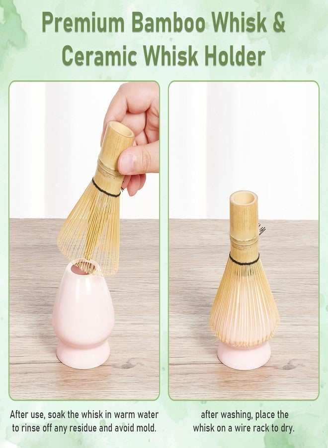 Feestars 7 Pcs Matcha Whisk Set, Pink Ceramic Matcha Bowl, Spoon, and Whisk for Making Perfect Matcha Tea Set for Matcha Lovers and Home Use - Image 5