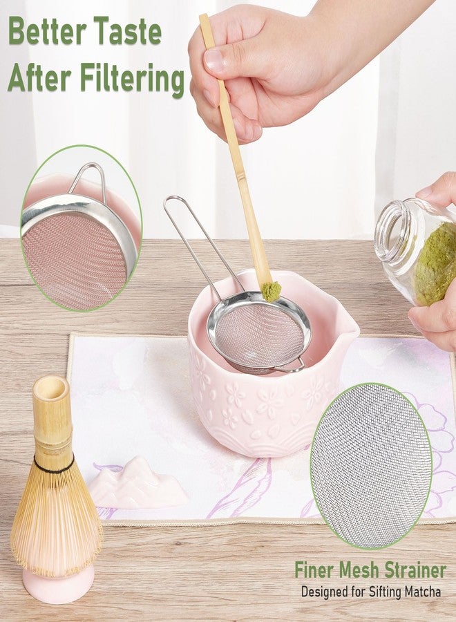 Feestars 7 Pcs Matcha Whisk Set, Pink Ceramic Matcha Bowl, Spoon, and Whisk for Making Perfect Matcha Tea Set for Matcha Lovers and Home Use - Image 3