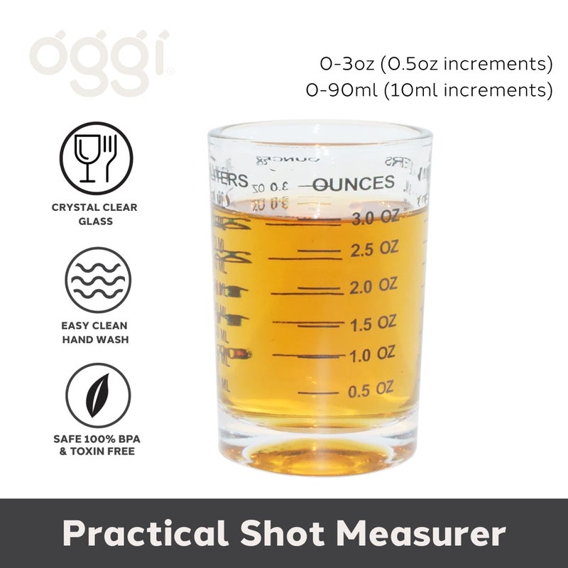 OGGI Measuring Shot Glass with Measuring Lines, 3oz / 90ml - Bartender Accessories, Jigger for Bartending, Shot Glass Measuring Cup with Ounces & Milliliters - Image 2