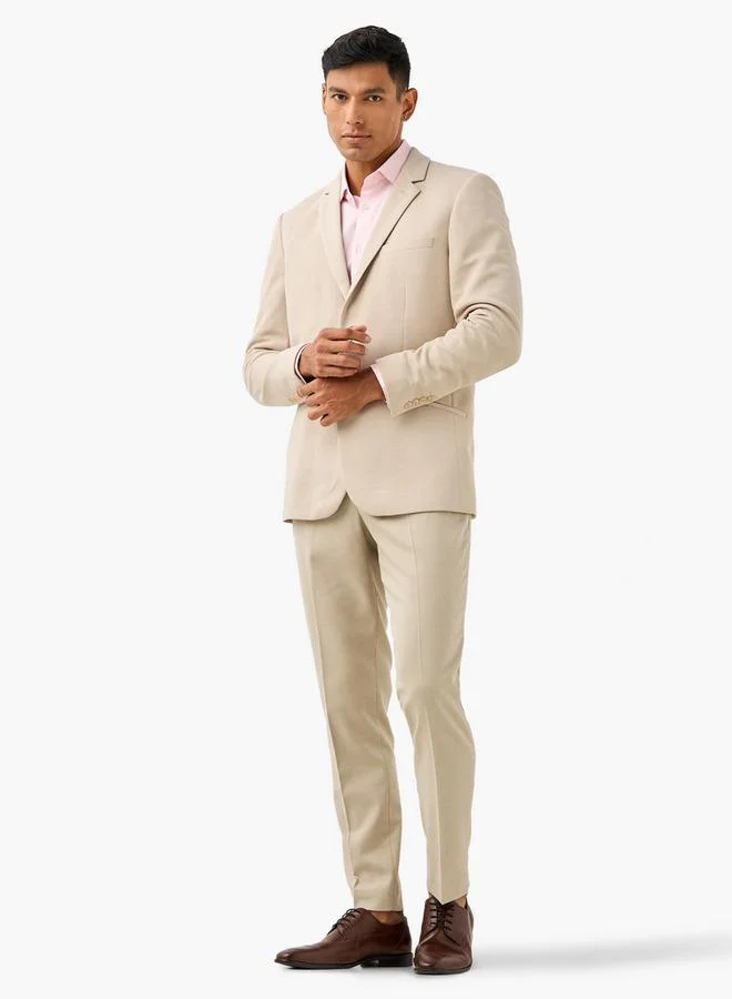 Iconic Iconic Textured Blazer with Button Closure and Front Pocket