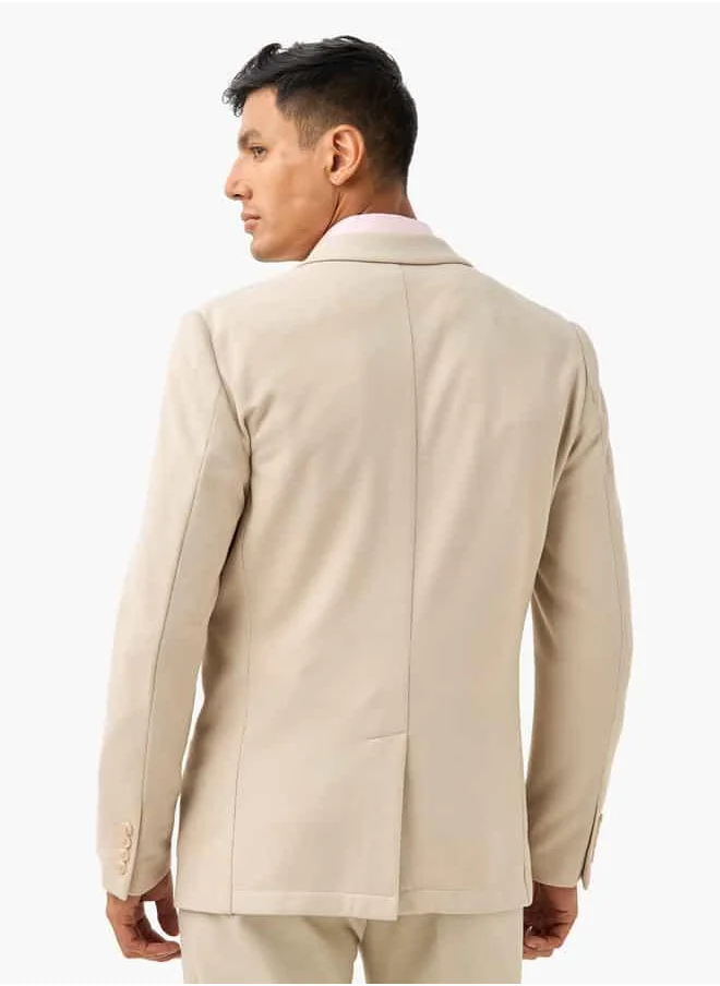 ايكونيك Iconic Textured Blazer with Button Closure and Front Pocket
