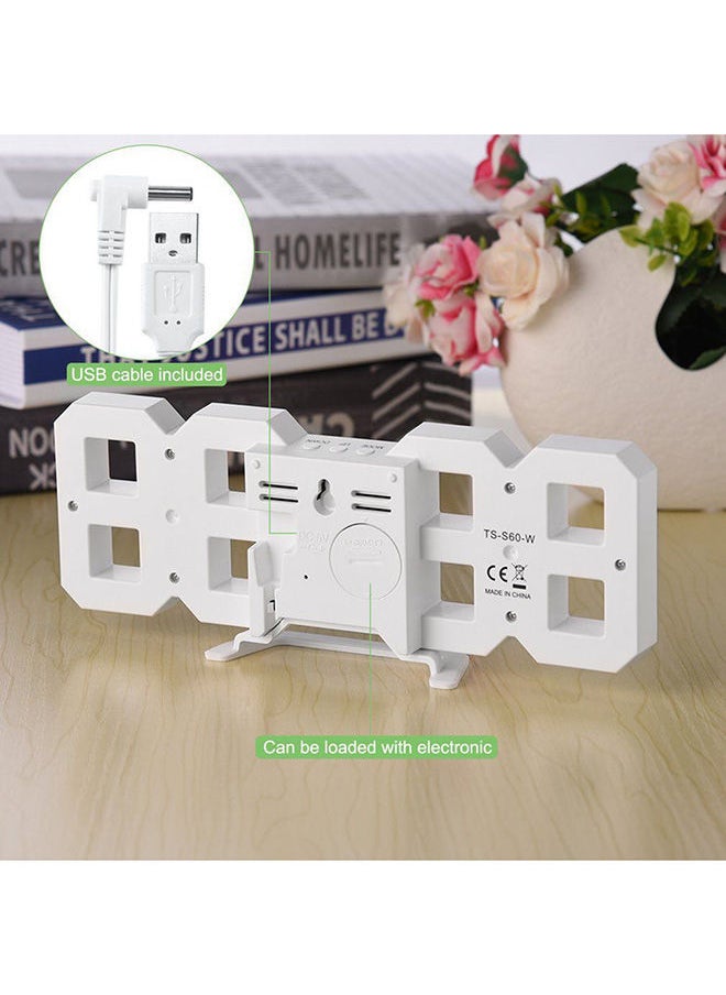 Digital LED Display Wall Desktop Clock White