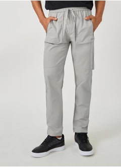 Solid Drawstring Waist Regular Fit Pants