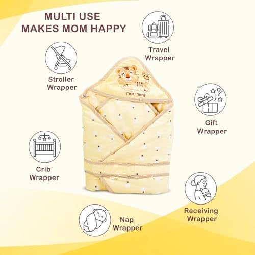 Mee Mee 100% Soft Cotton Hooded Baby Wrapper Cum Warmer, Blanket with Hood for New Born Baby 6+ Months - Image 5