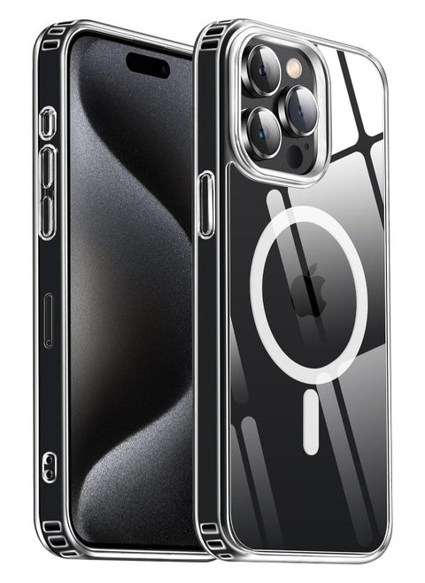 Magnetic Case for iPhone 15 Pro Max 6.7" Compatible with Mag-Safe Wireless Charging, Shockproof Protective Phone Case Cover For iPhone 15 Pro Max (Clear)