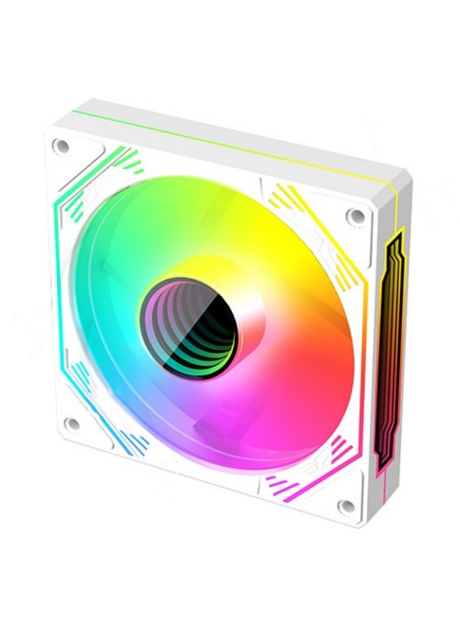 M MIAOYAN Prism chassis fan desktop computer 12cm white ARGB temperature controlled silent forward rotation cooling fan - Image 1