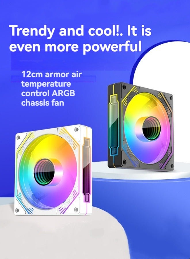 M MIAOYAN Prism chassis fan desktop computer 12cm white ARGB temperature controlled silent forward rotation cooling fan - Image 3