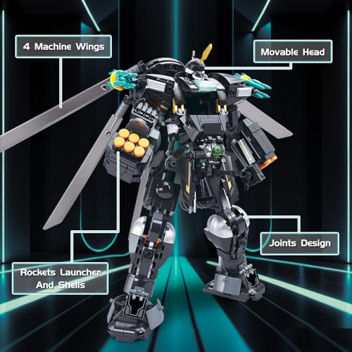 BDXEJV Mech Robot Transforming Building Blocks Set for Adults Black City Protector Mecha Model Action Figures Cool Creative Robots STEM Toys Gift for Teens Boys 545 Pieces - Image 5