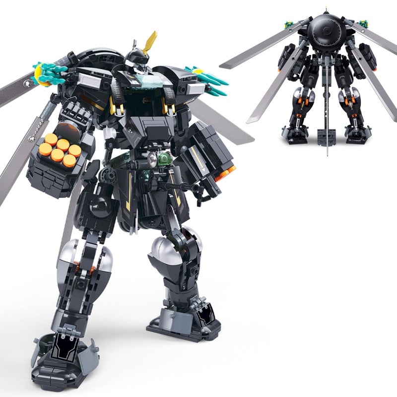 BDXEJV Mech Robot Transforming Building Blocks Set for Adults Black City Protector Mecha Model Action Figures Cool Creative Robots STEM Toys Gift for Teens Boys 545 Pieces - Image 3