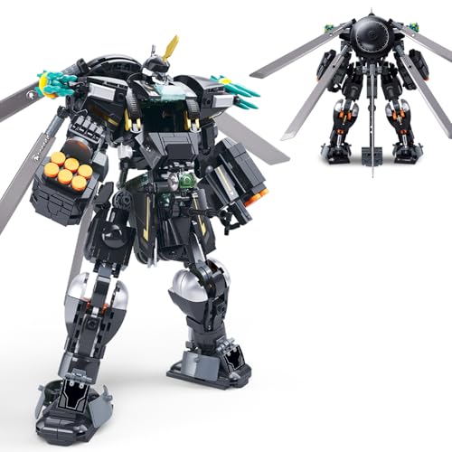BDXEJV Mech Robot Transforming Building Blocks Set for Adults Black City Protector Mecha Model Action Figures Cool Creative Robots STEM Toys Gift for Teens Boys 545 Pieces - Image 1